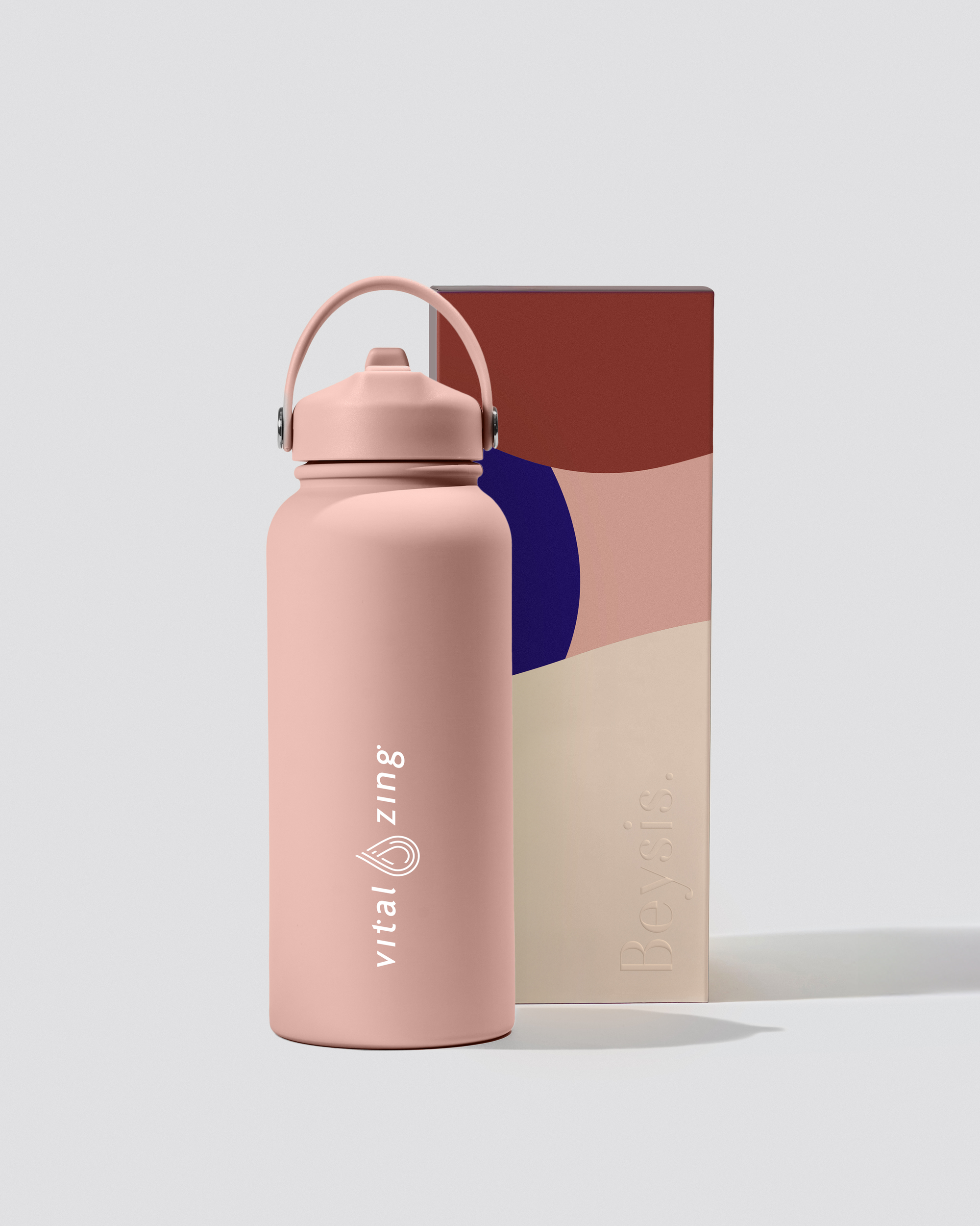 Vital 900ml Water Bottle with Straw - Blush/Nude