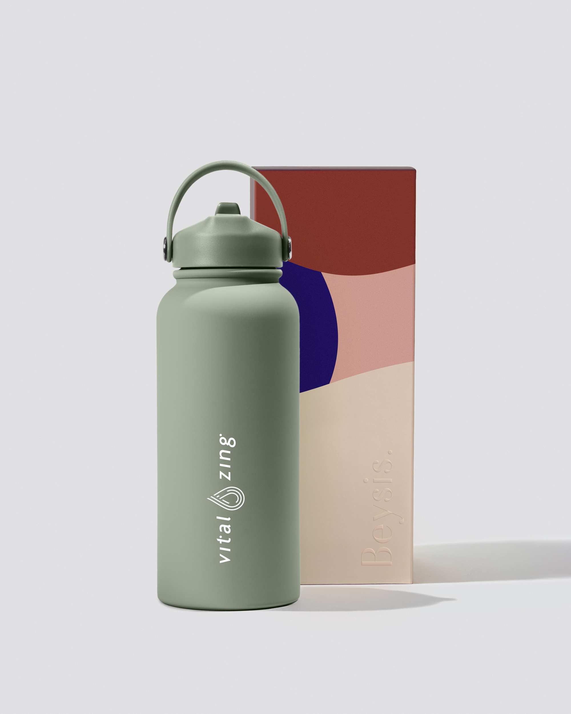 Vital 900ml Water Bottle with Straw - Sage