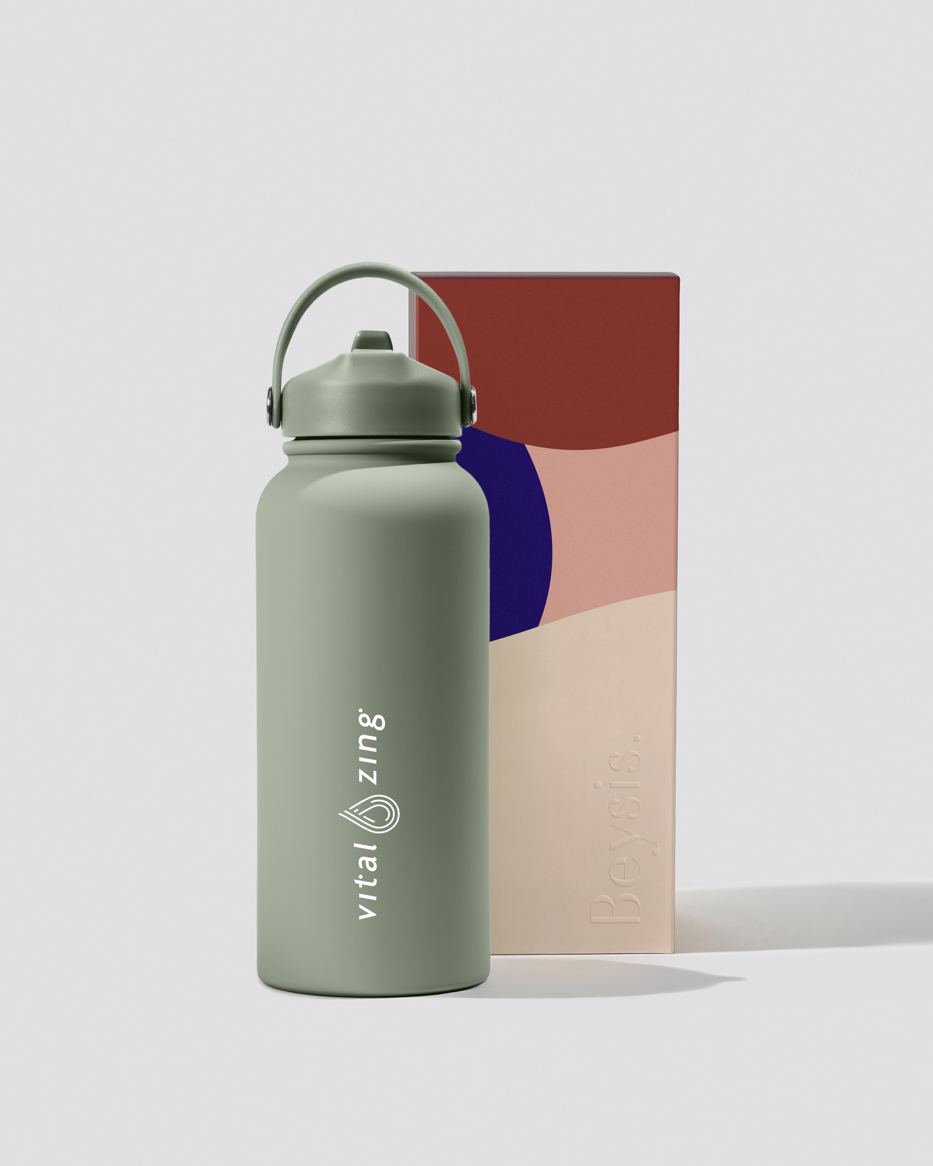Vital 900ml Water Bottle with Straw - Sage